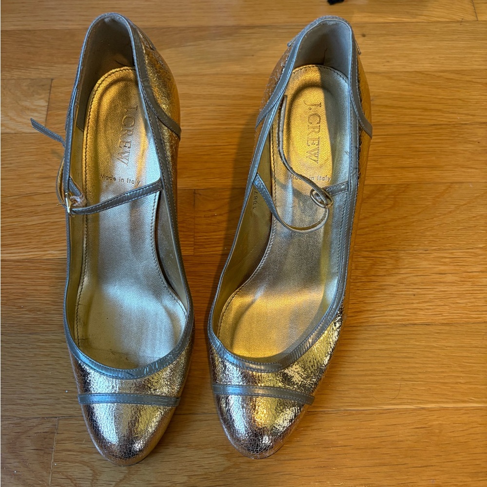 J. Crew Metallic Gold Heels